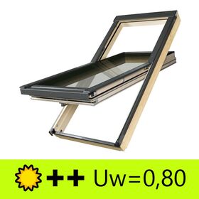 Thermo-isolante fenêtre de toit FAKRO FTT U6 : fenêtre à rotation en bois