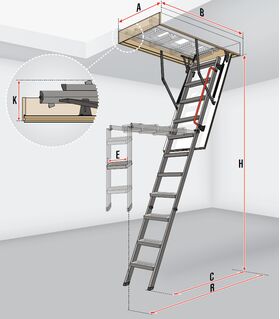 FAKRO Escalier escamotable LMK, avec une echelle en metallique